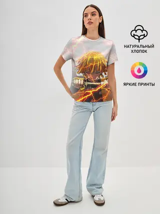 Женская базовая футболка / Kimetsu no yaiba достает меч