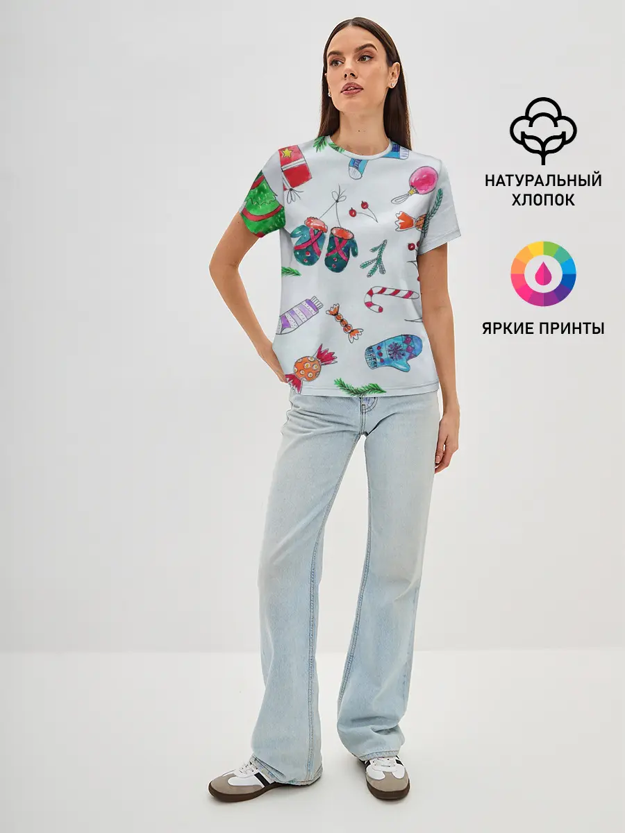 Женская базовая футболка / шарики фонарики