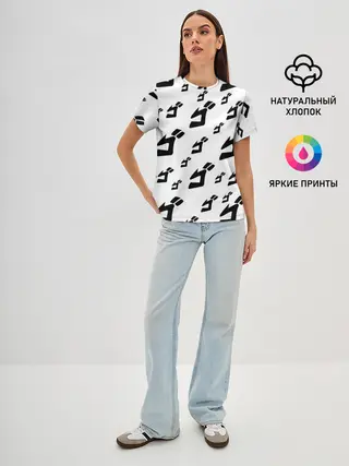 Женская базовая футболка / JOJO PATTERN BW