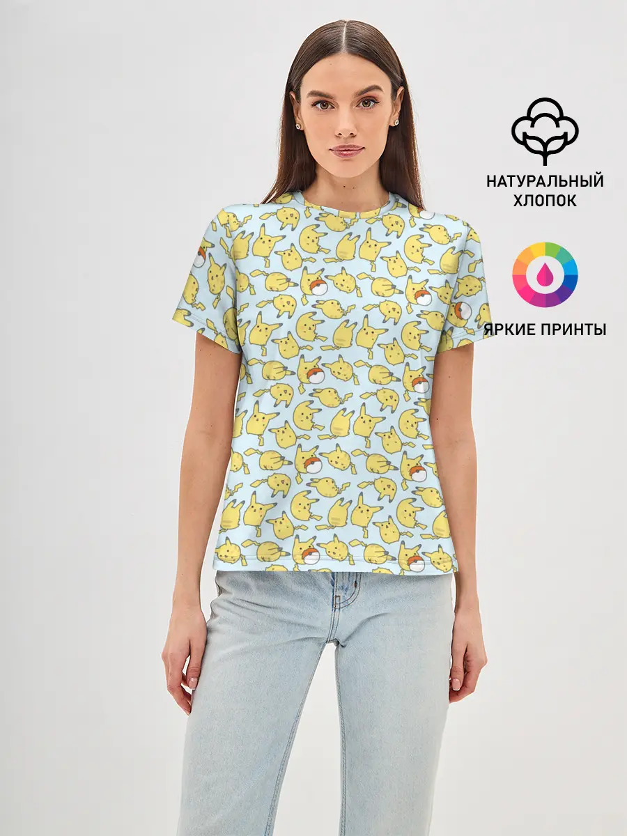 Женская базовая футболка / Пикачу.