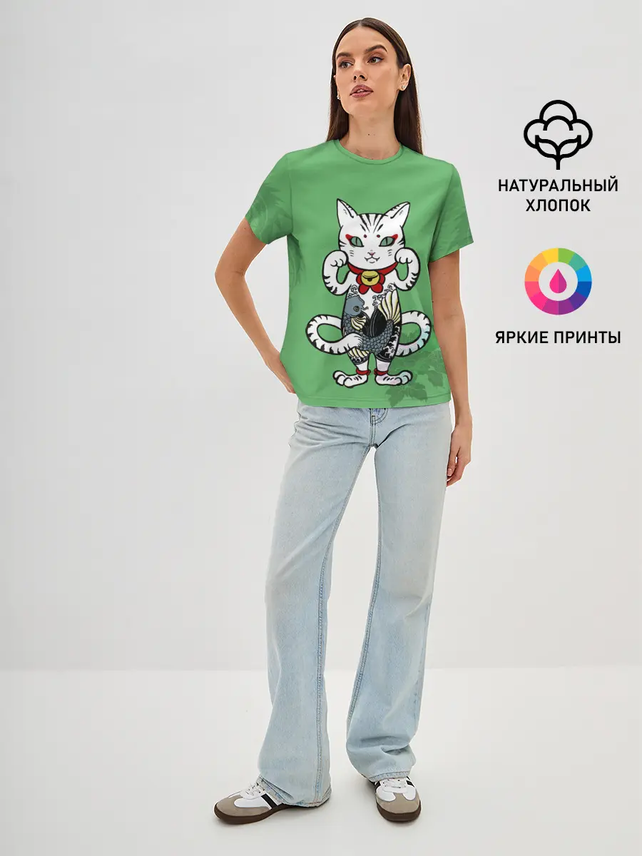 Женская базовая футболка / ЯПОНСКИЙ КОТ | JAPANESE CAT
