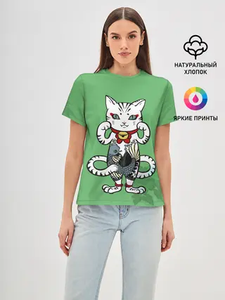 Женская базовая футболка / ЯПОНСКИЙ КОТ | JAPANESE CAT
