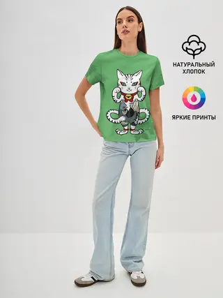 Женская базовая футболка / ЯПОНСКИЙ КОТ | JAPANESE CAT