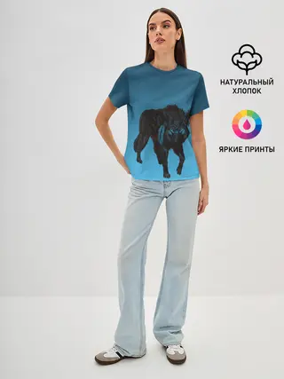 Женская базовая футболка / черный дух волка