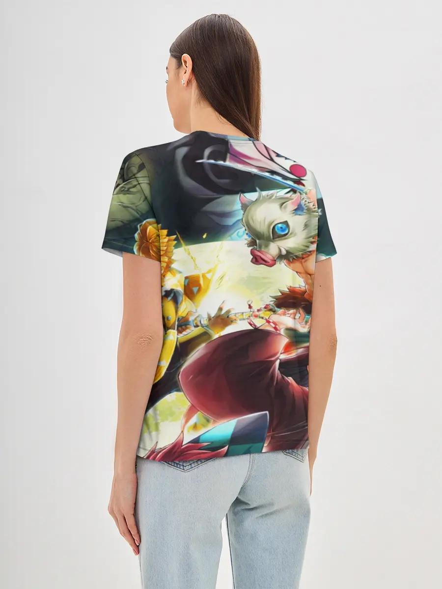 Женская базовая футболка / КЛИНОК РАССЕКАЮЩИЙ ДЕМОНОВ ПЕРСОНАЖИ