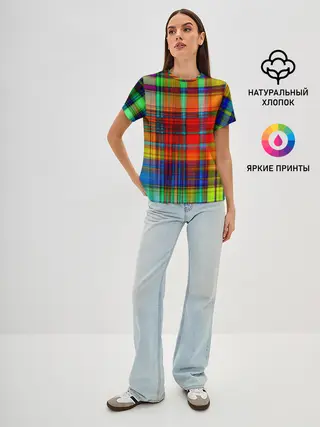 Женская базовая футболка / Неоновая сетка