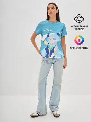 Женская базовая футболка / коносуба аква лого