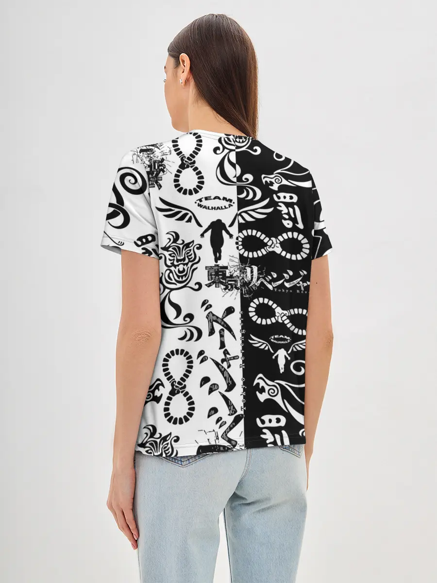 Женская базовая футболка / ТОКИЙСКИЕ МСТИТЕЛИ ЛОГОБОМБИНГ ЧБ