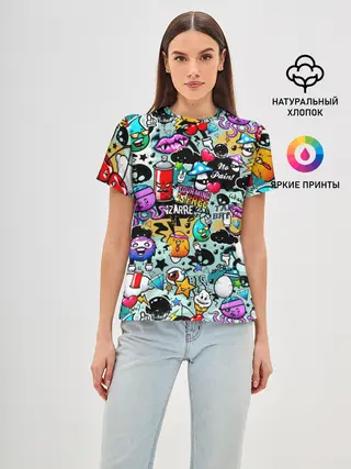 Женская базовая футболка / Стикерпак