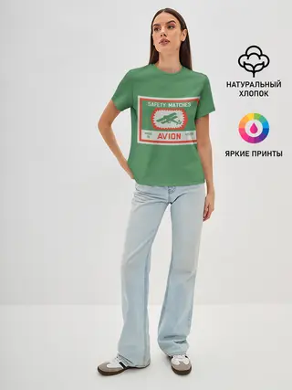 Женская базовая футболка / Спички green