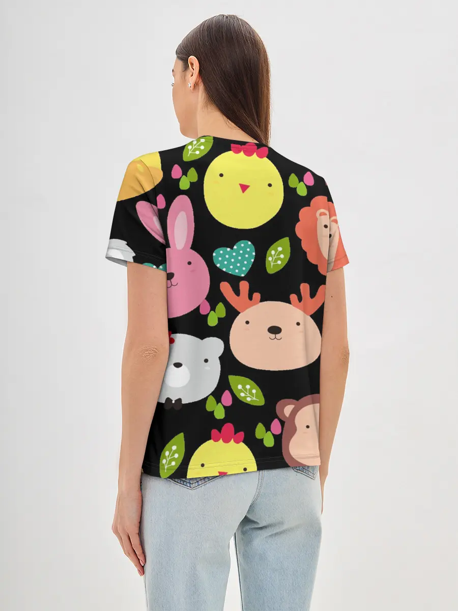 Женская базовая футболка / Головы милых животных