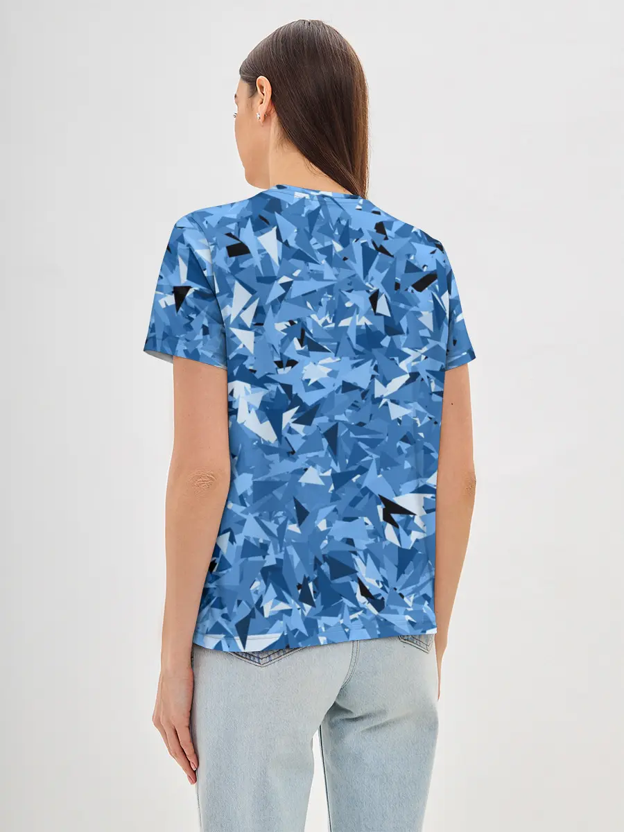 Женская базовая футболка / Сине-бело-голубой лев