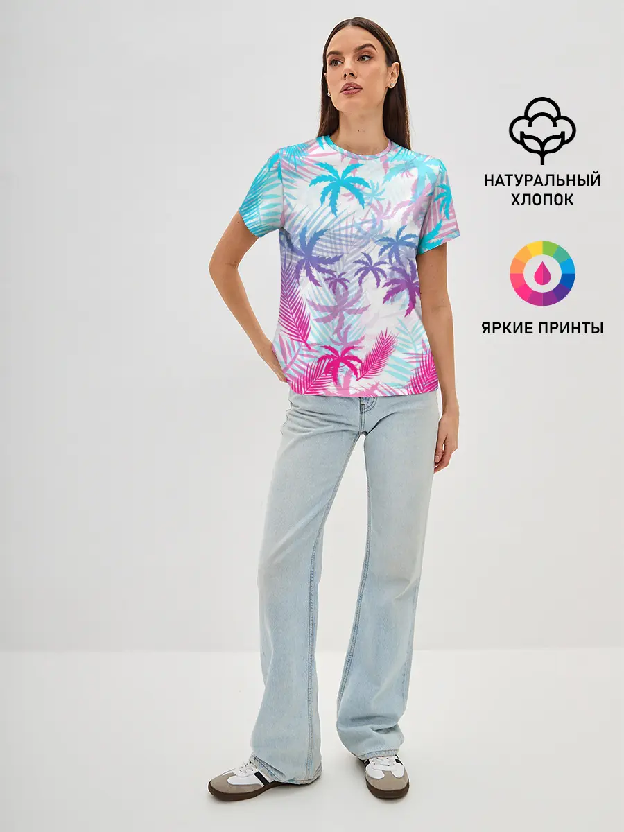 Женская базовая футболка / НЕОНОВЫЕ ПАЛЬМЫ