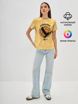 Женская базовая футболка / Старшая школа Карасуно Haikyu!