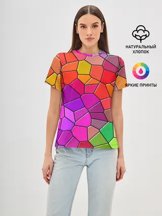 Женская базовая футболка / Мозаика цветная