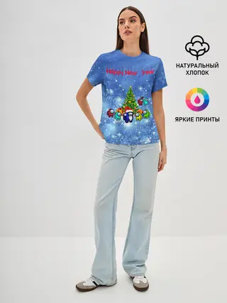 Женская базовая футболка / Among Us New Year