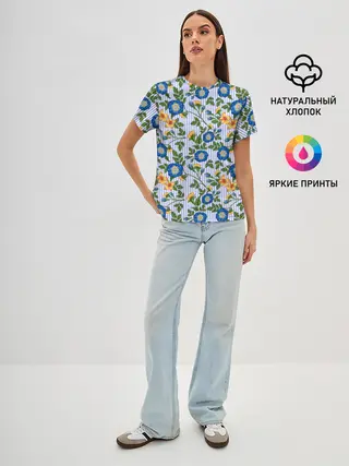 Женская базовая футболка / Цветочки