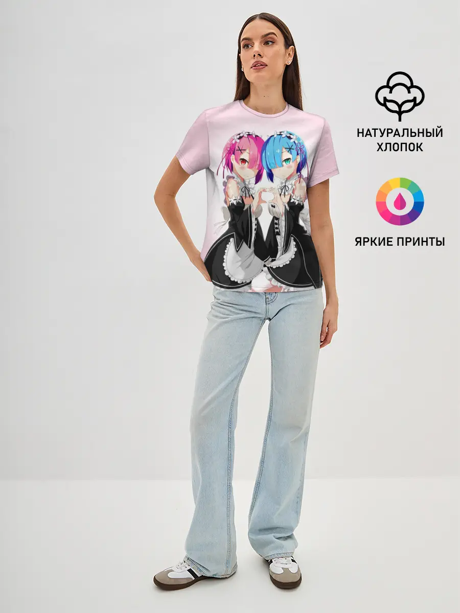 Женская базовая футболка / Re:Zero. Рем и Рам