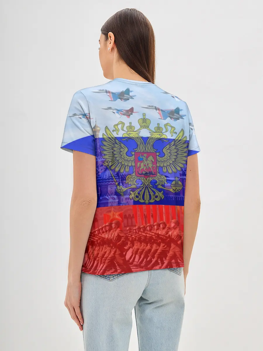 Женская базовая футболка / Русский медведь и герб