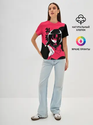 Женская базовая футболка / Rena Black Pink