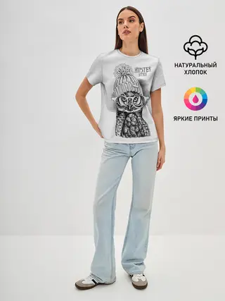 Женская базовая футболка / Хипстер сова