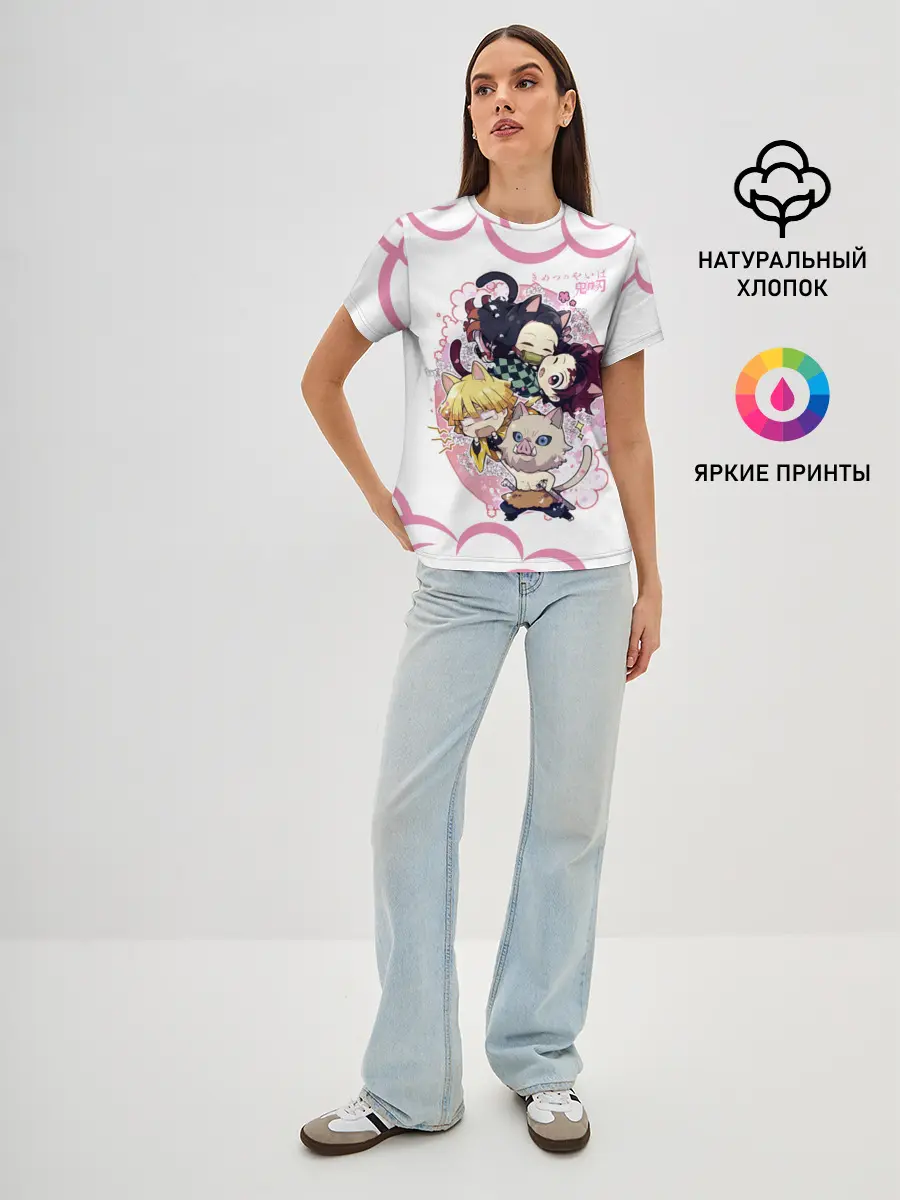 Женская базовая футболка / Клинок, рассекающий демонов ПЕРСОНАЖИ