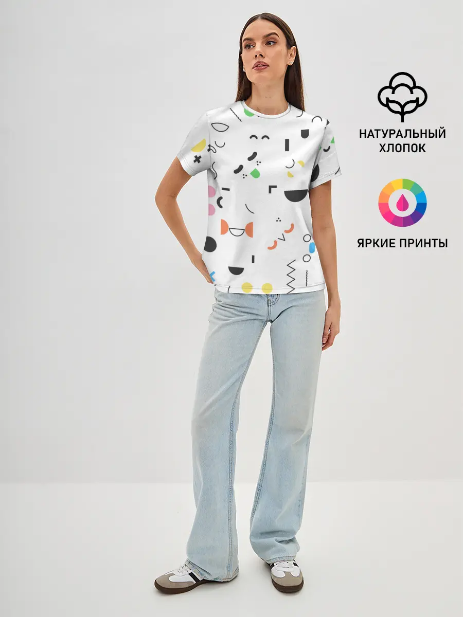 Женская базовая футболка / TOCA BOCA УЗОР ФОН