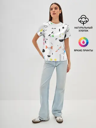 Женская базовая футболка / TOCA BOCA УЗОР ФОН