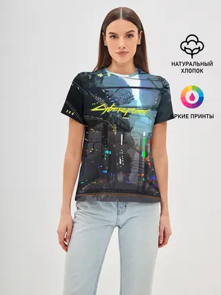 Женская базовая футболка / Cyber Punk 2077