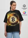 Женская футболка оверсайз / Золотой биткоин