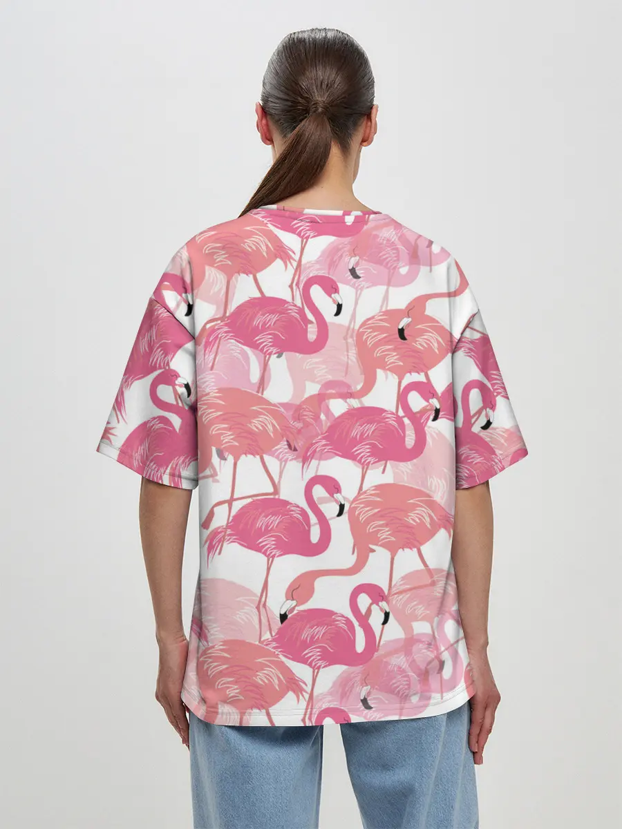 Женская футболка оверсайз / Фламинго