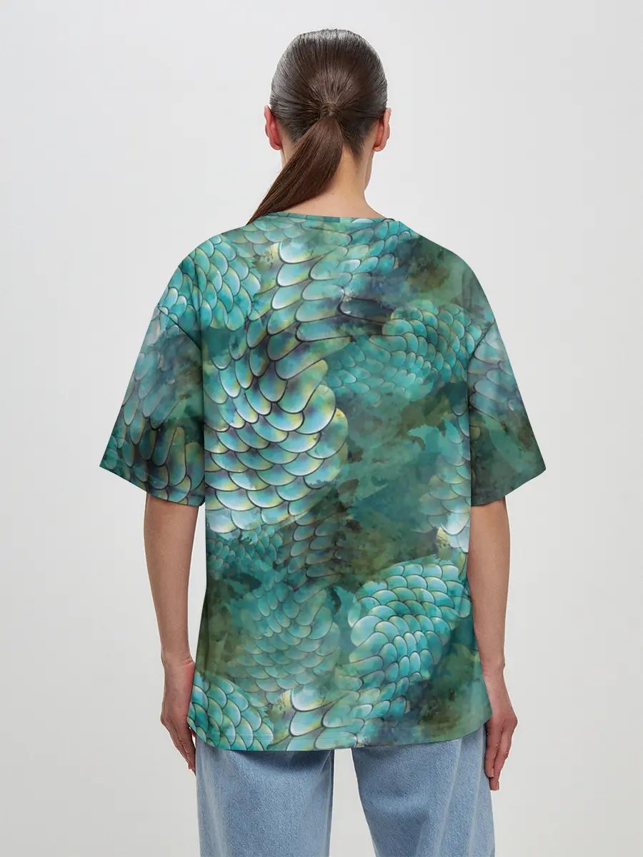 Женская футболка оверсайз / Чешуя русалки