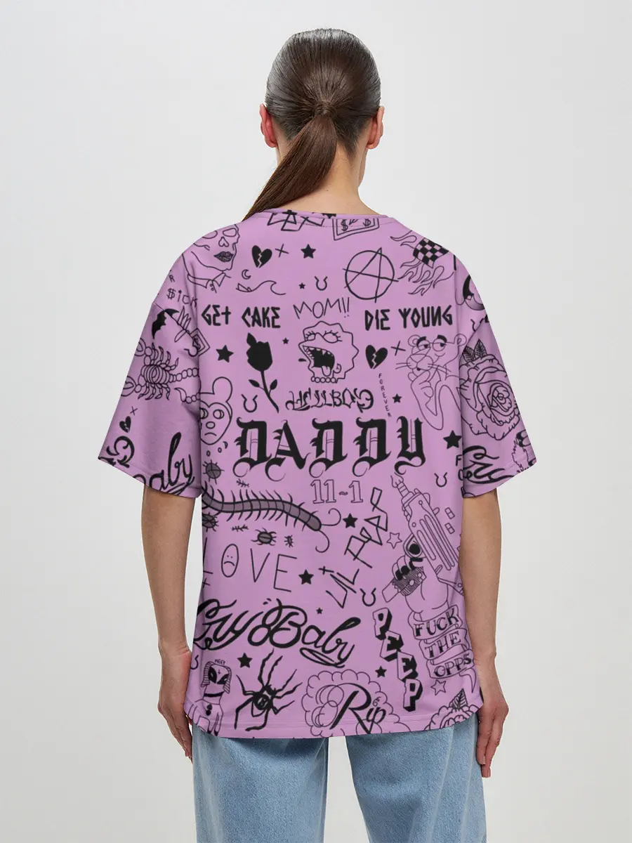 Женская футболка оверсайз / Lil Peep Tattoo