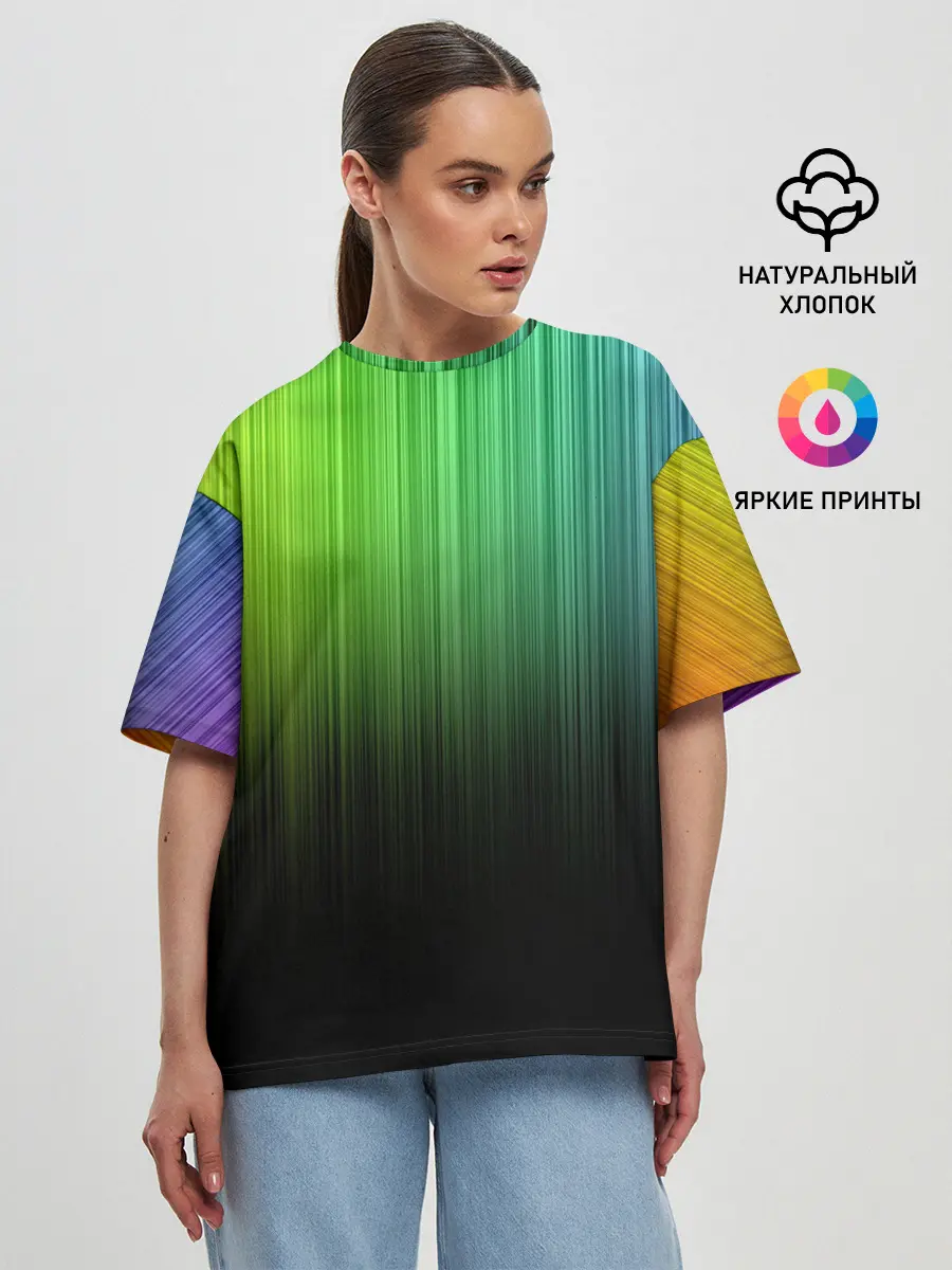 Женская футболка оверсайз / Неоновый Свет