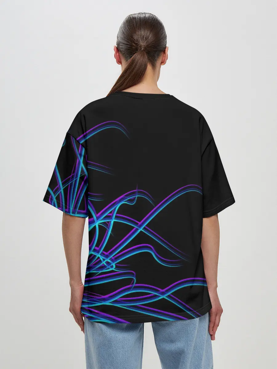 Женская футболка оверсайз / Неоновые Щупальцы