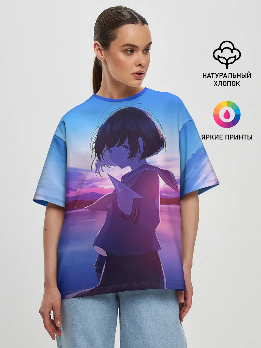 Женская футболка оверсайз / Anime Sunset