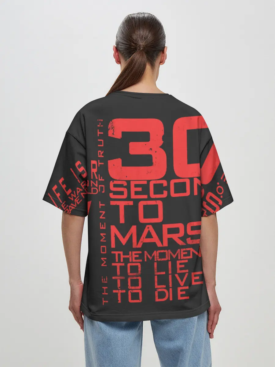 Женская футболка оверсайз / 30 SECONDS TO MARS