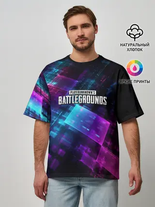 Мужская футболка оверсайз / Pubg neon style 2019