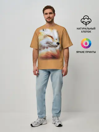 Мужская футболка оверсайз / Лисичка