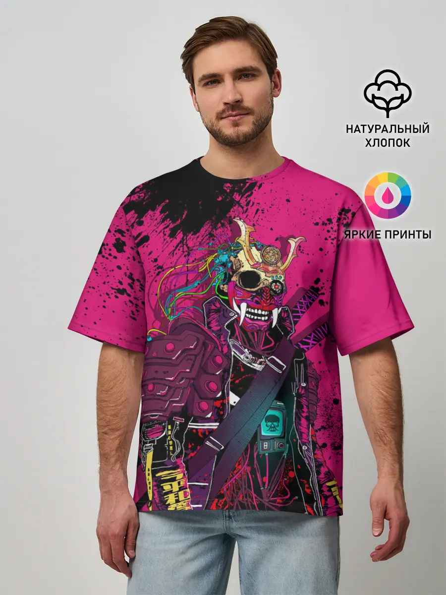 Мужская футболка оверсайз / CYBERPUNK 2077 | DEMON