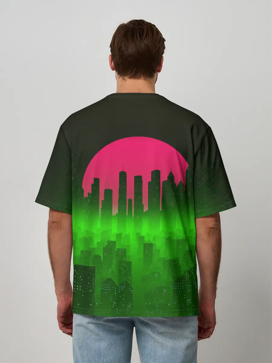 Мужская футболка оверсайз / НЕОНОВЫЙ ГОРОД