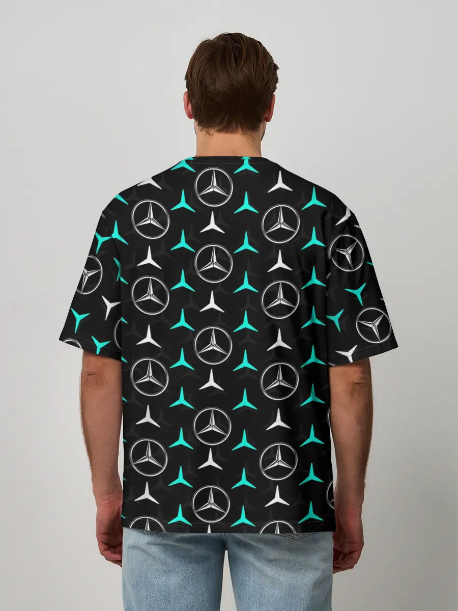 Мужская футболка оверсайз / MERCEDES BENZ УЗОР