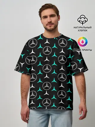 Мужская футболка оверсайз / MERCEDES BENZ УЗОР