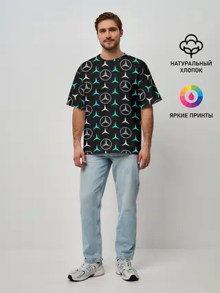 Мужская футболка оверсайз / MERCEDES BENZ УЗОР