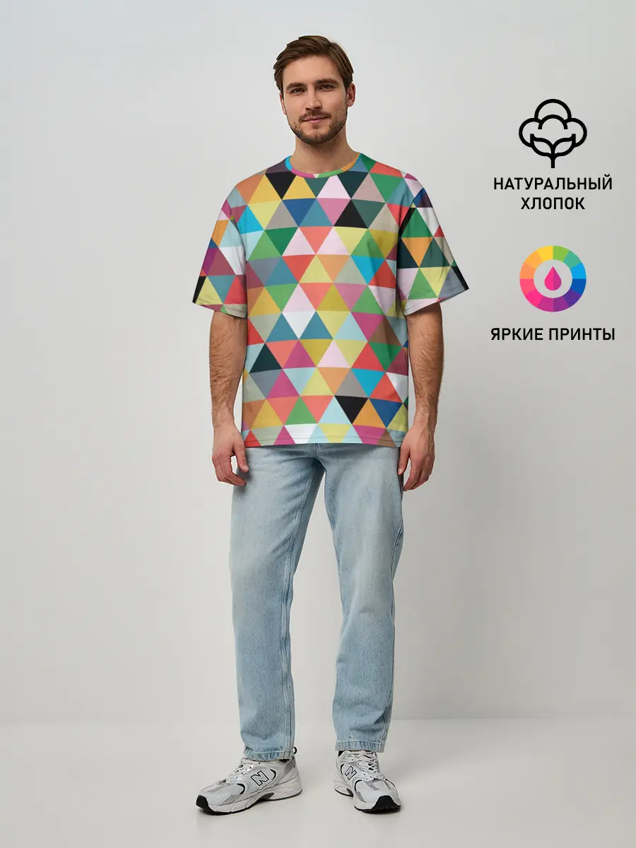 Мужская футболка оверсайз / хипстерский паттерн