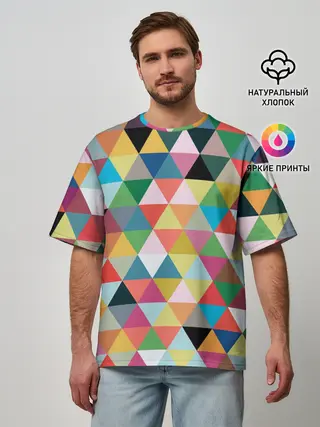 Мужская футболка оверсайз / хипстерский паттерн