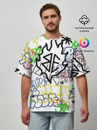 Мужская футболка оверсайз / BILLIE EILISH GRAFFITI