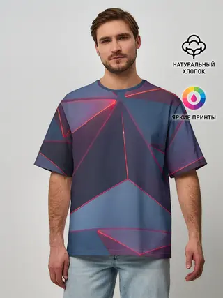 Мужская футболка оверсайз / Неоновый треугольник.