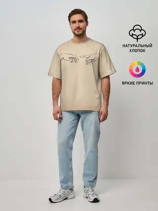 Мужская футболка оверсайз / Сотворение Адама | Гранж