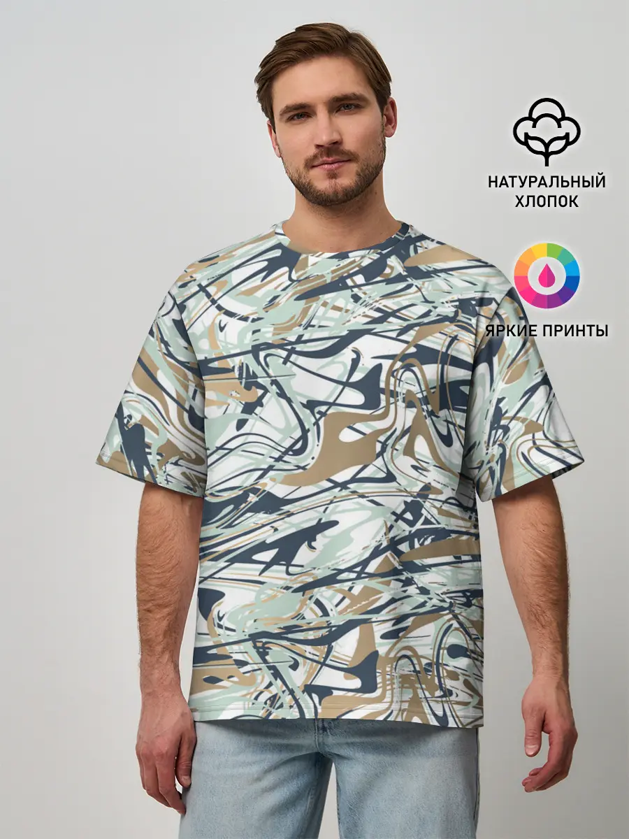 Мужская футболка оверсайз / Узор красками